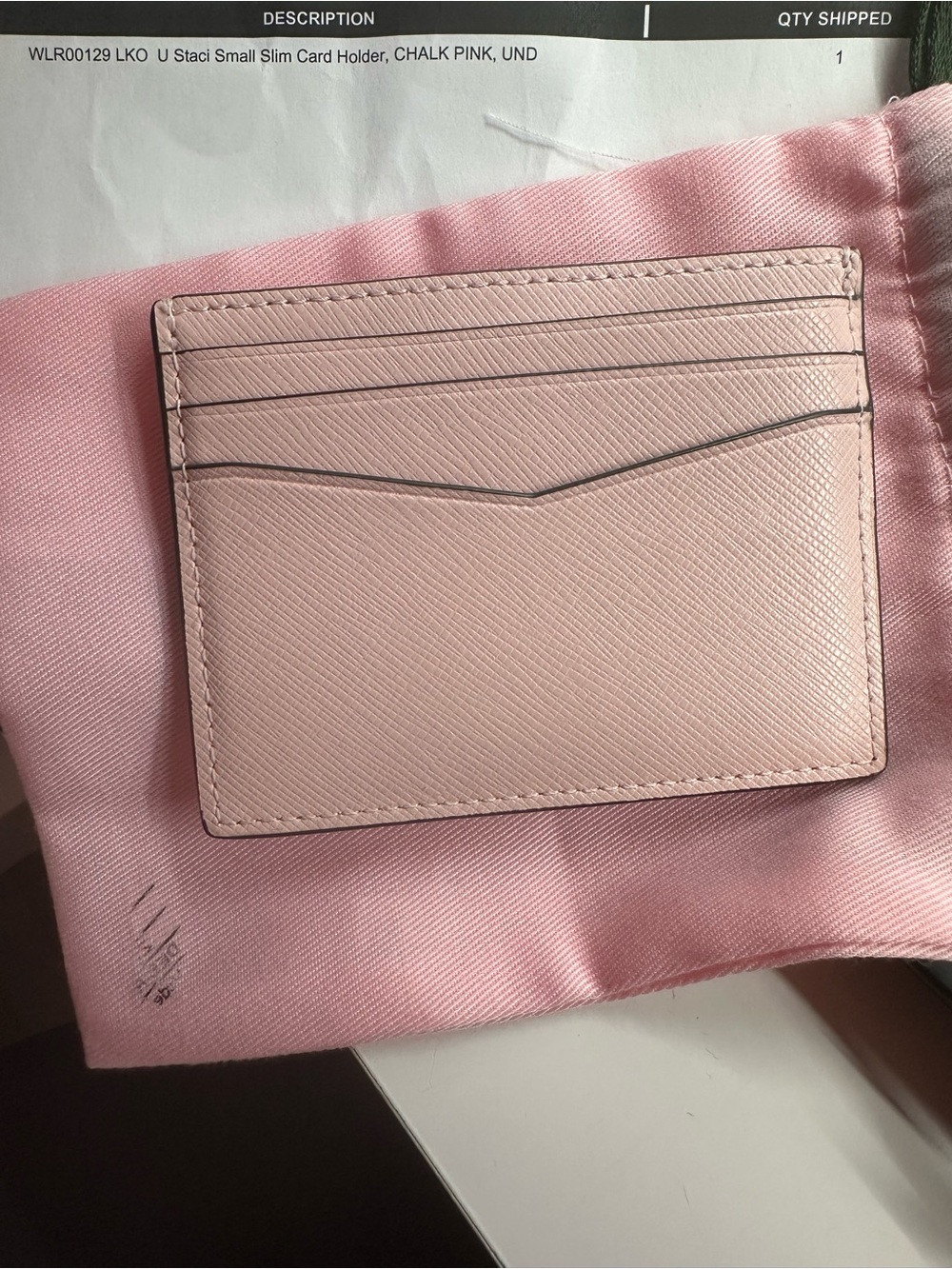 Kate Spade Small Slim Card Holder Wallet Staci Saffiano Leather in Chalk Pink - Picture 4 of 5